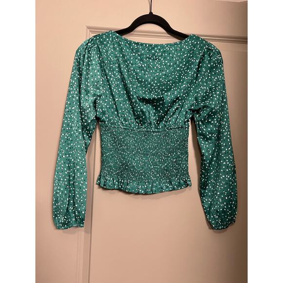 Princess Polly Melvin Green Polka Dot Top - Size 2 - Picture 5 of 9